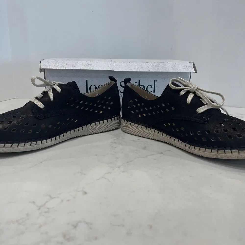 Josef Seibel NEW 41 (US‎ 10-10.5) Leather Black Sofie 26 Sneakers Lace Up Shoes